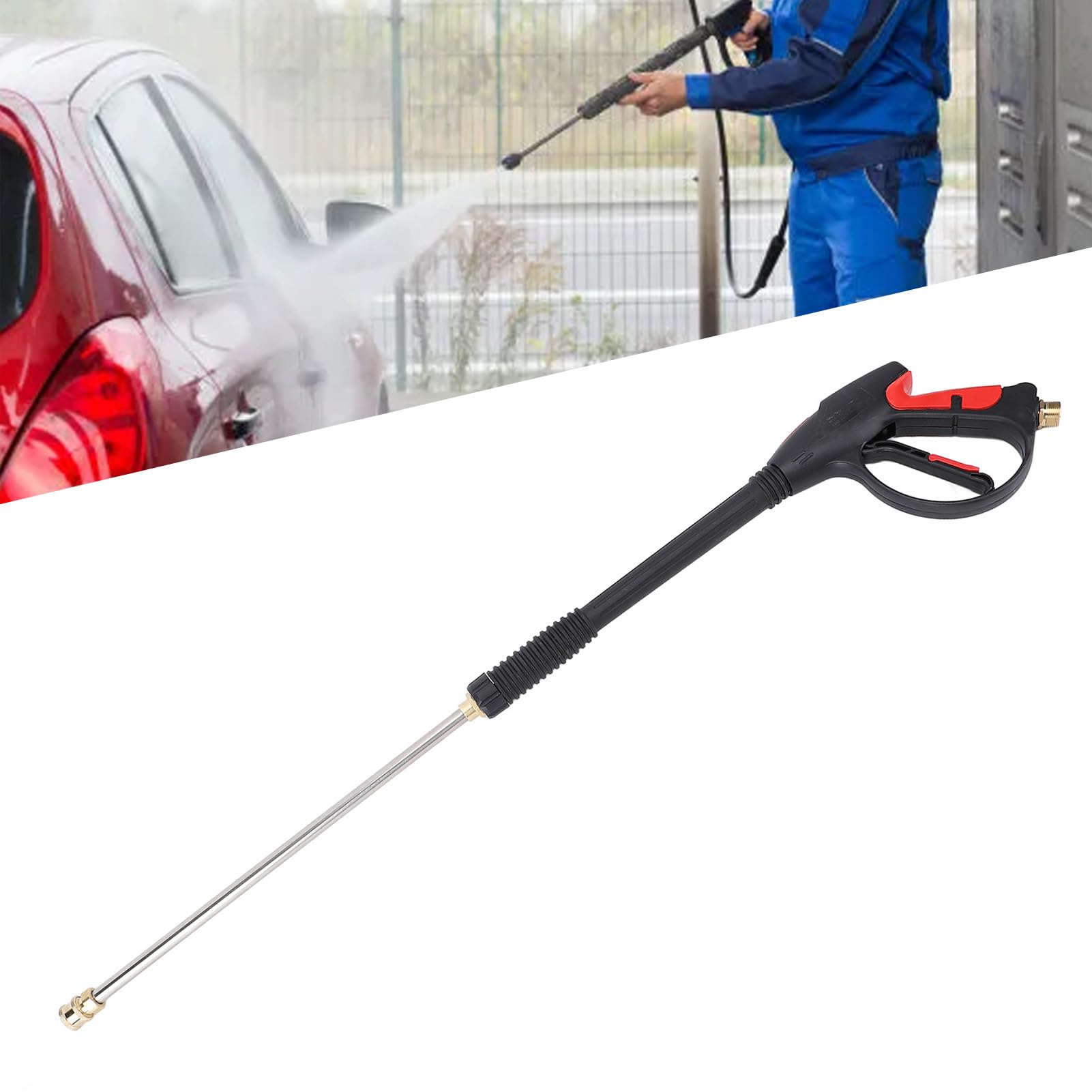 Zestaw Różdżki Myjki Ciśnieniowej, Spryskiwacz Wysokociśnieniowy 5000PSI, Akcesoria do Myjki Ciśnieniowej z rurką przedłużającą, wąż 8 M i 5 Dysz, Idealny do Samochodu, Kampera, łodzi i