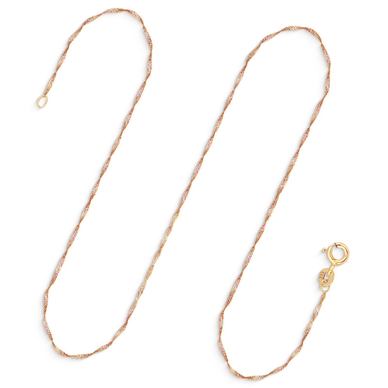 EDELIND Goldkette Damen 585 333 Echtgold - Singapurkette 1 mm Gelbgold auch 375, 750 - mit Geschenkbox