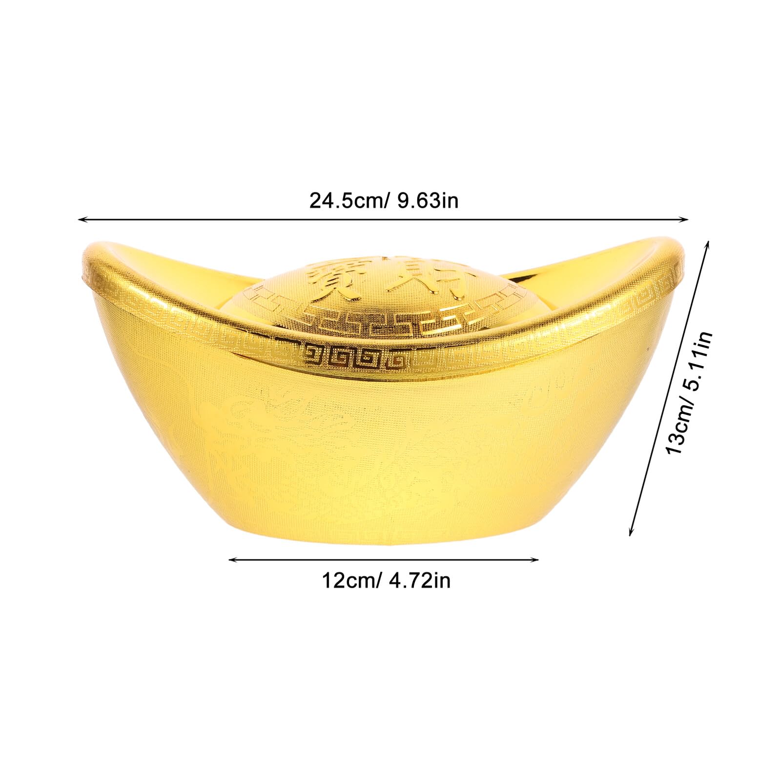 Generic Złota figurka Yuan Bao w stylu vintage 9,63 x 5,11 x 4,72 cala Plastikowe ozdoby Feng Shui Powodzenia Minimalna konserwacja Dekoracja świąteczna na świąteczne ustawienia 2026 Nowy Rok Festiwal