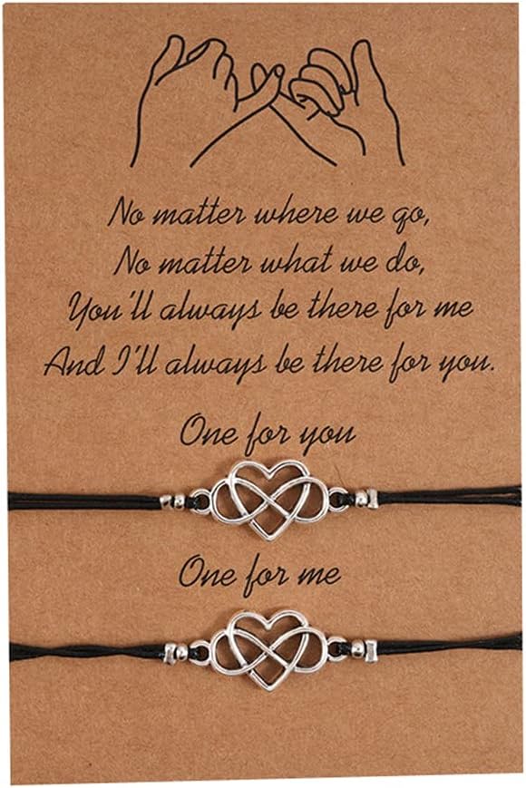 YALLNASL Anniversary Christmas Gift for Couples Friends Matching Relationship Friendship Bracelets for Husband Wife Best Friends Pinky Promise Bracelet Set for Women Men