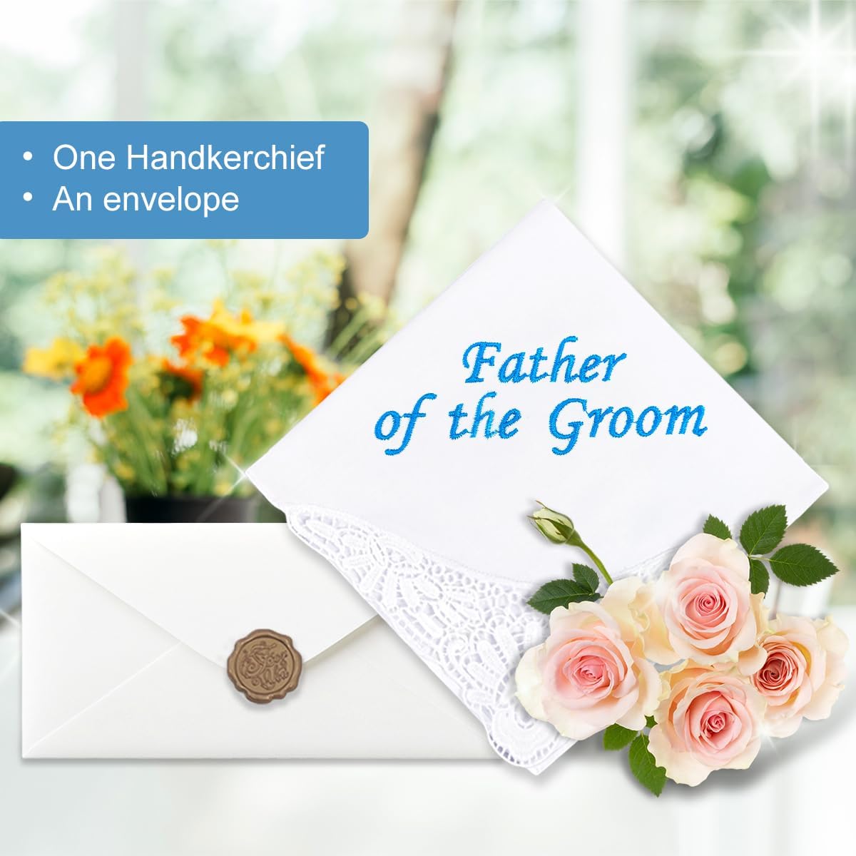Embroidered Happy Tears Mother Father of the Bride Gifts Wedding Handkerchief 12x12 Inches