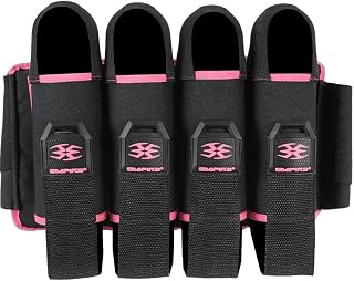 Empire Omega Paintball 4 Pod Harness Hook & Loop Strap Pack Black w/Pink, Black / Pink