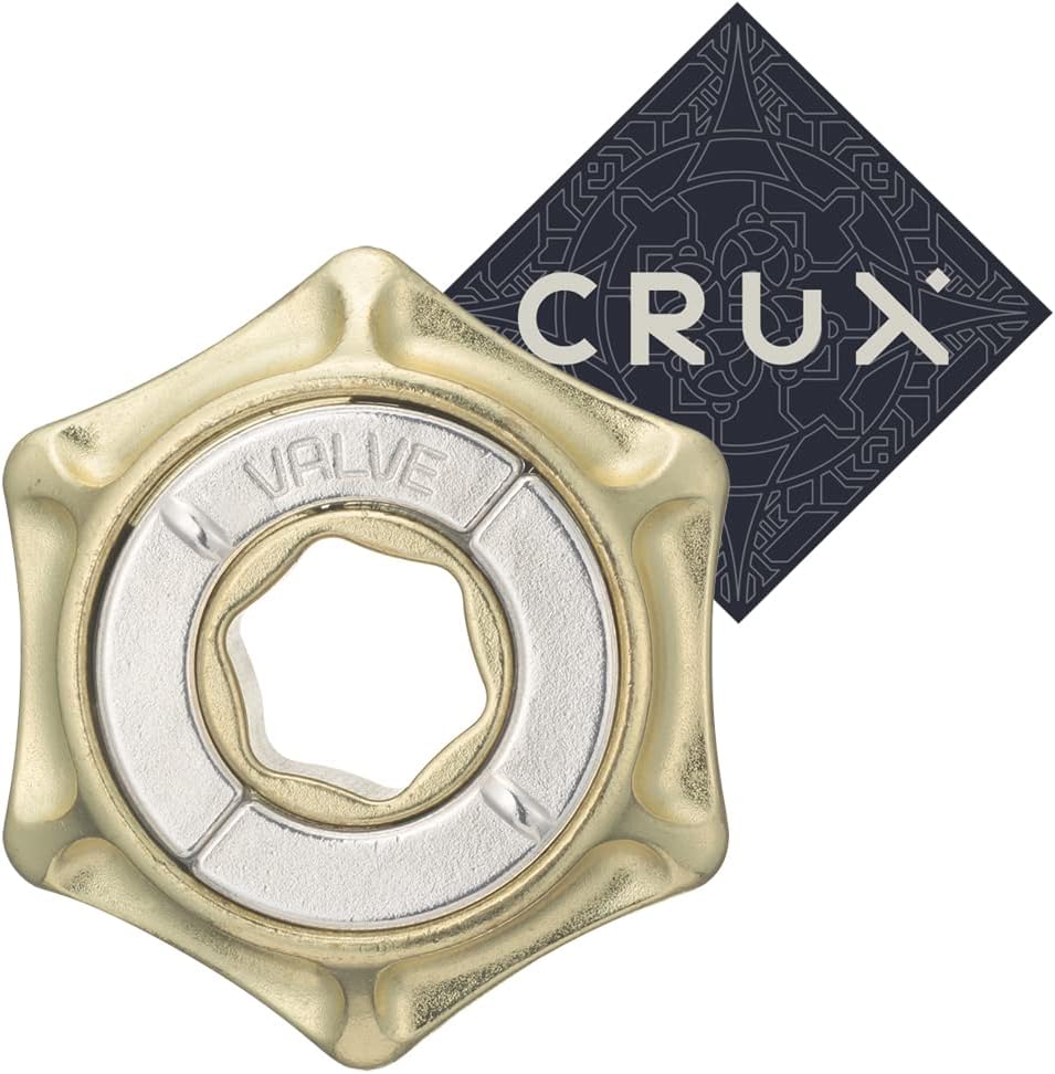 Hanayama Cast Valve Puzzle - Level 4 of 6 - Fairly Hard - Includes Crux Sticker