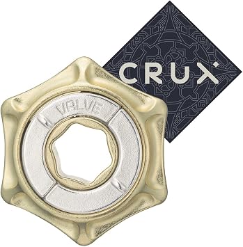 Hanayama Cast Valve Puzzle - Level 4 of 6 - Fairly Hard - Includes Crux Sticker