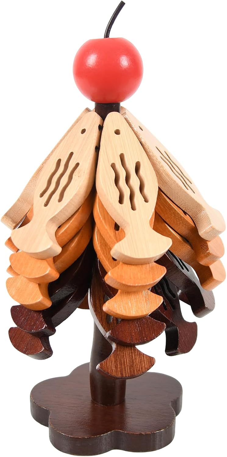 SENIG 5 Pcs Fish-Shape Wooden Coasters Tree Trivet for Hot Dishes | Wooden Fish-Shape Coaster Sets for Drink, Coffee Table, Kitchen Room Decor