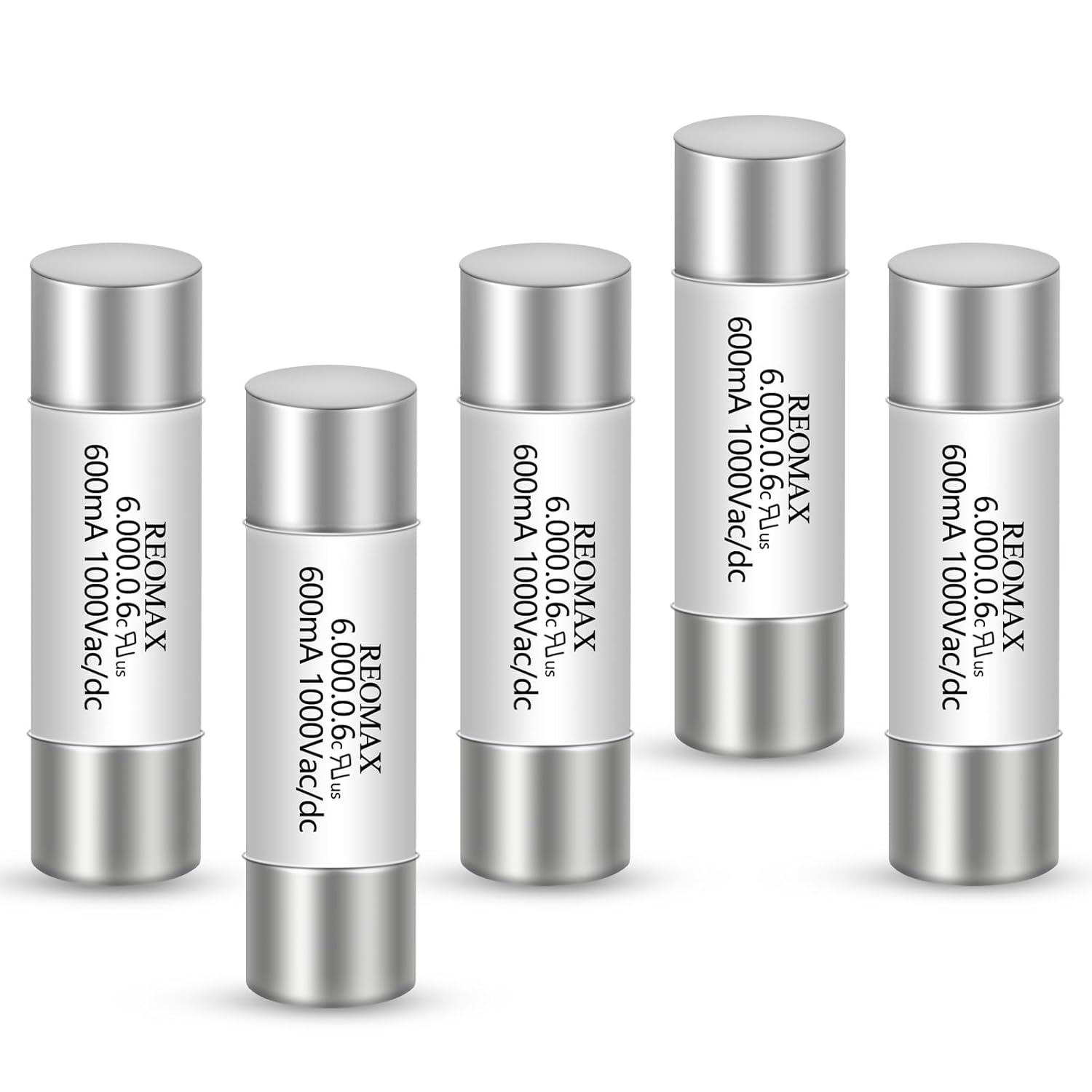 (5pcs) 600mA 1000V AC/DC Ceramic Fuse 6.35x32mm for Digital Multimeter, FF0.6A Fast-Blow, ff 600ma 1000v Fuse, High Voltage Overcurrent Protection