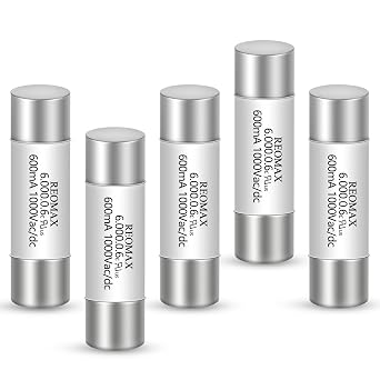 5pcs 600mA 1000V AC/DC Ceramic Fuse 6.35x32mm for Digital Multimeter, FF0.6A Fast-Blow, ff 600ma 1000v Fuse, High Voltage Overcurrent Protection