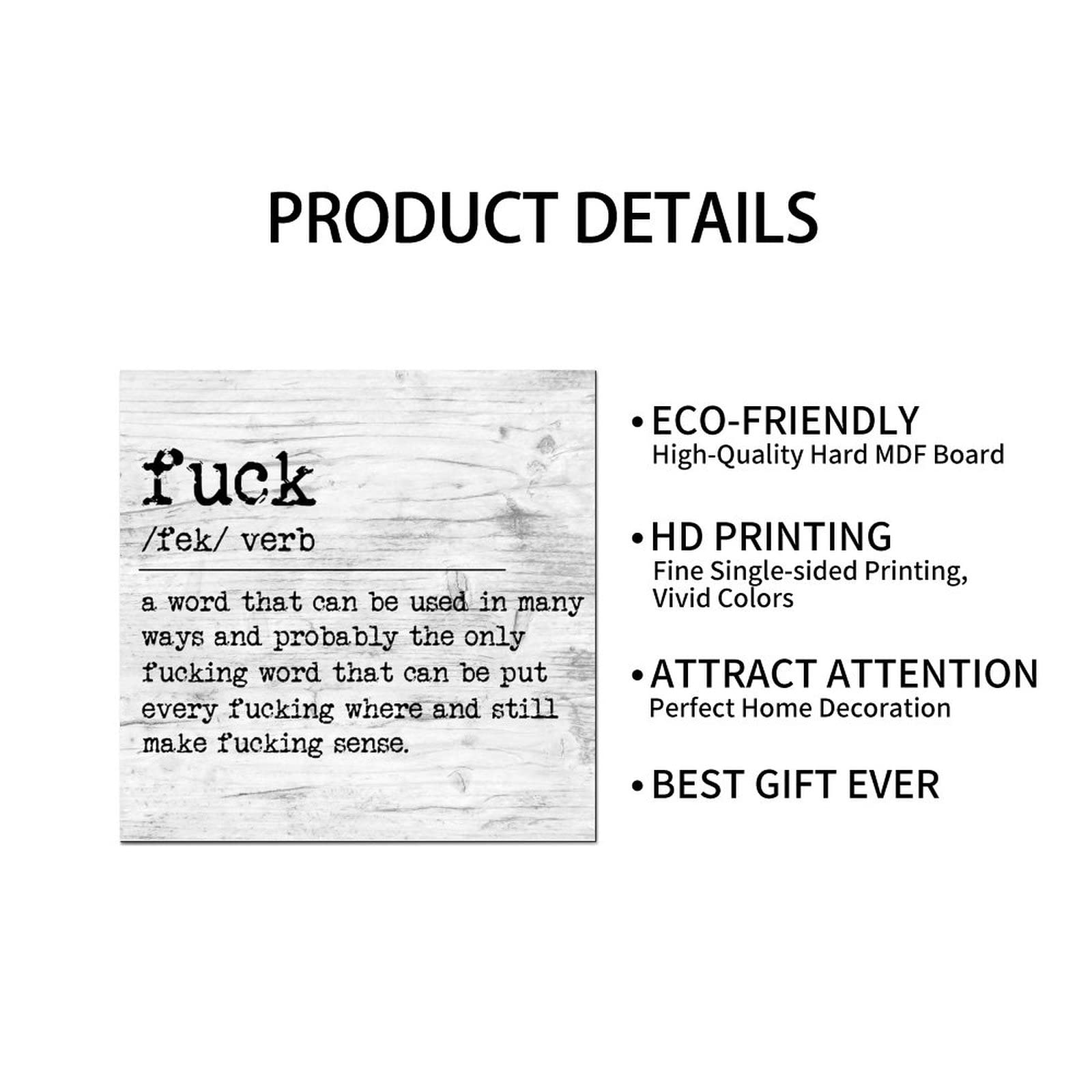 Amazon.com: Wood Signs Fuck Definition Typography Wood Plaque