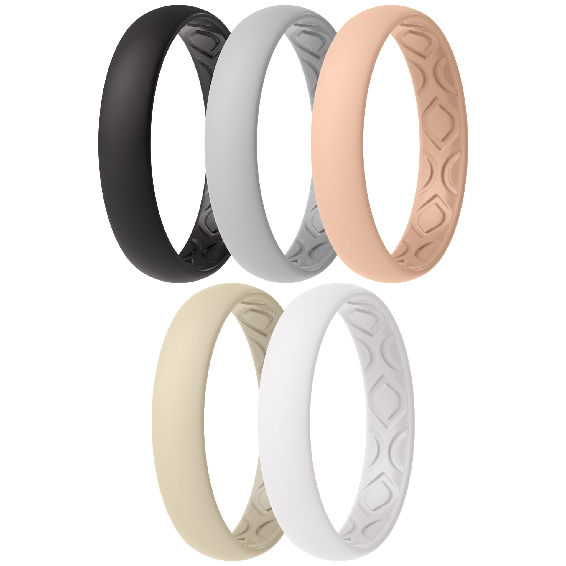 ThunderFit Women Breathable Silicone Bridal Rings Sets For Her, 4mm Wide