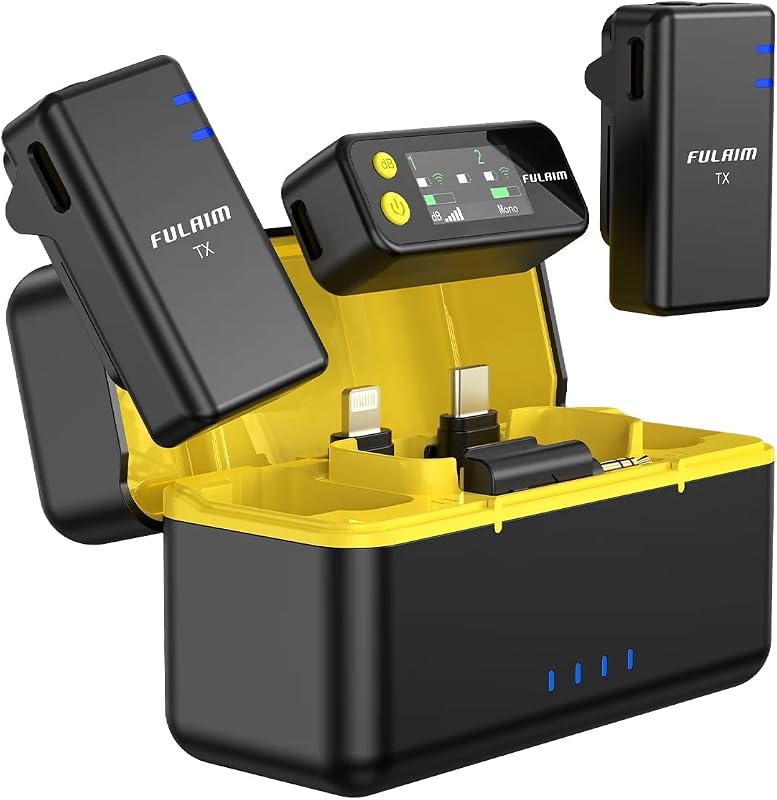 FULAIM X5M Vezeték Nélküli Mikrofon iPhone Android PC DSLR Kamerához Mini Csiptetős Mikrofon 4G Felvétellel Videózáshoz Podcasthoz