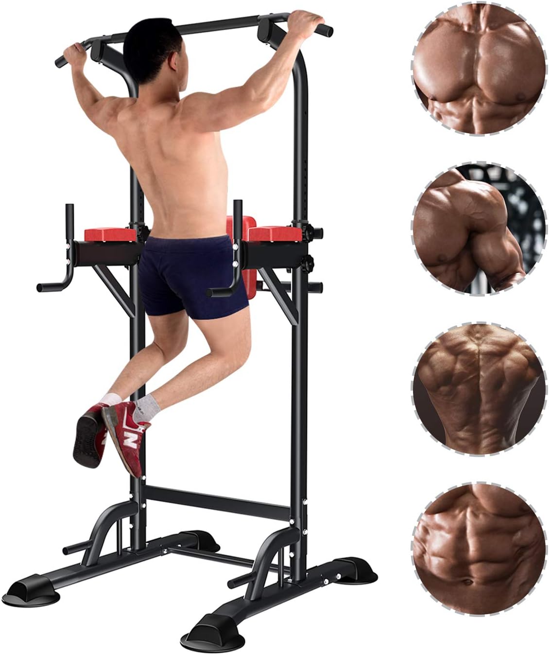 ZENOVA Power Tower Pull Up Bar Station - Dip Stand Pull up Tower Height Adjustable Strength Training Equipment for Whole Body Workout : Sports & Outdoors