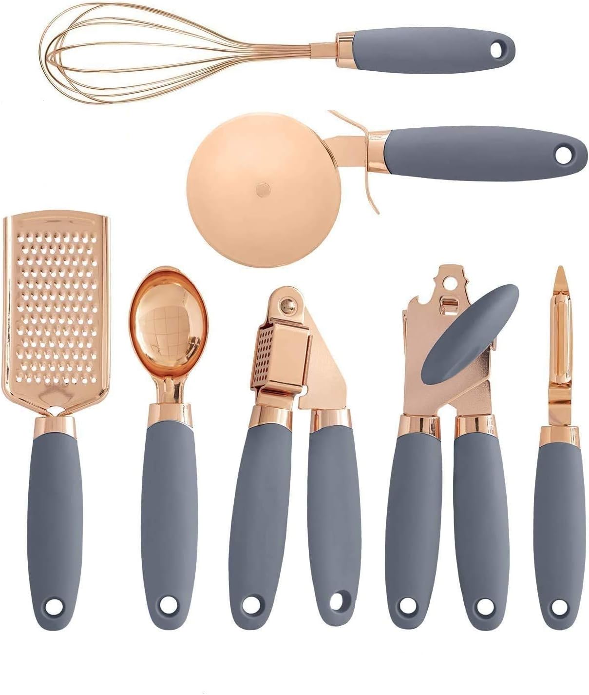 ROYALTEC 7 Pc Kitchen Set Copper Coated Stainless Steel Utensils (Grey)