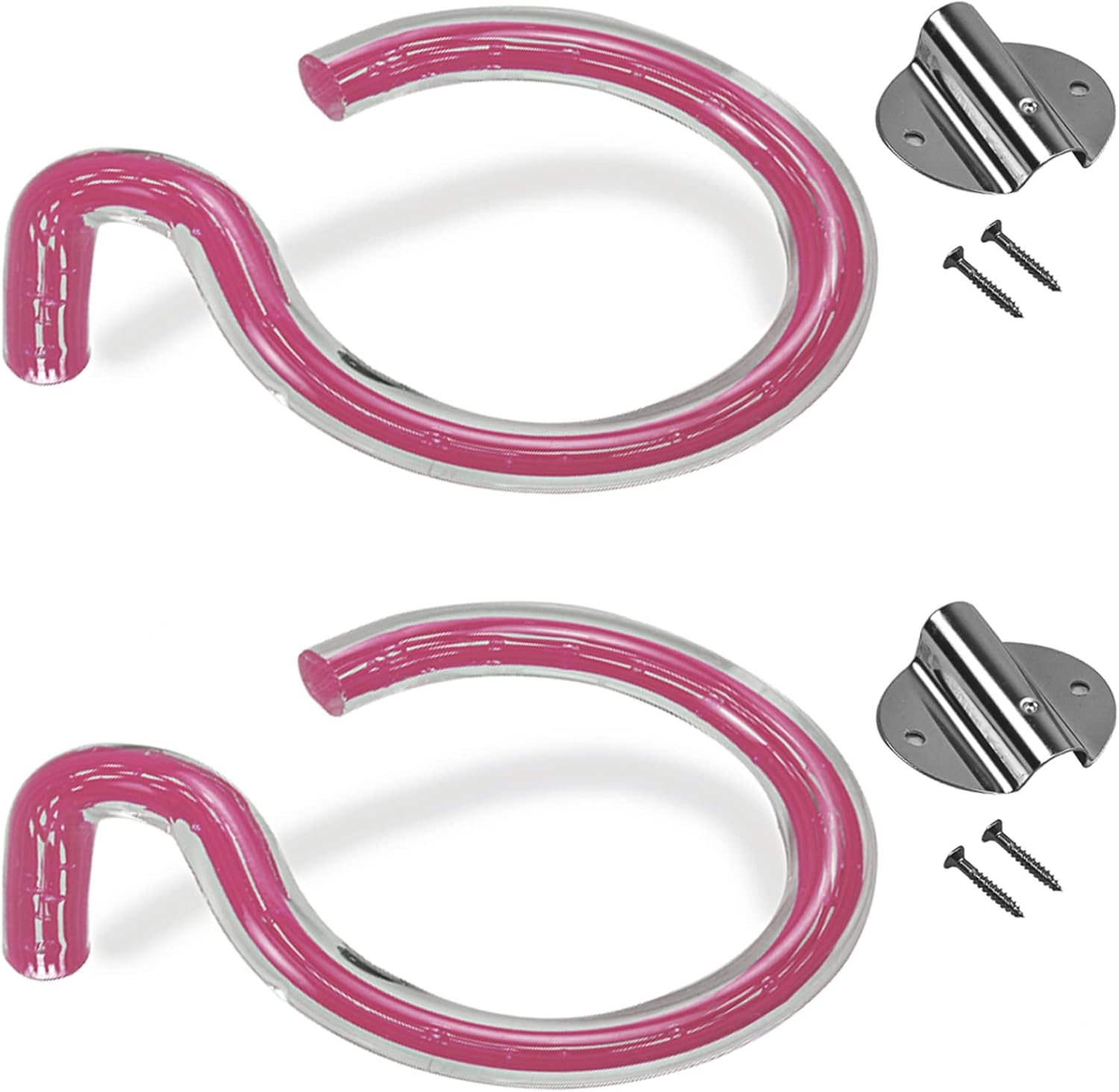 Hair Dryer Holder Wall Mount Acrylic Stripes Hair Dryer Rack Hair Care Tools Holder for Barbershop, Bathroom, Bedroom, Wall Mount Chrome Finished (Pink)