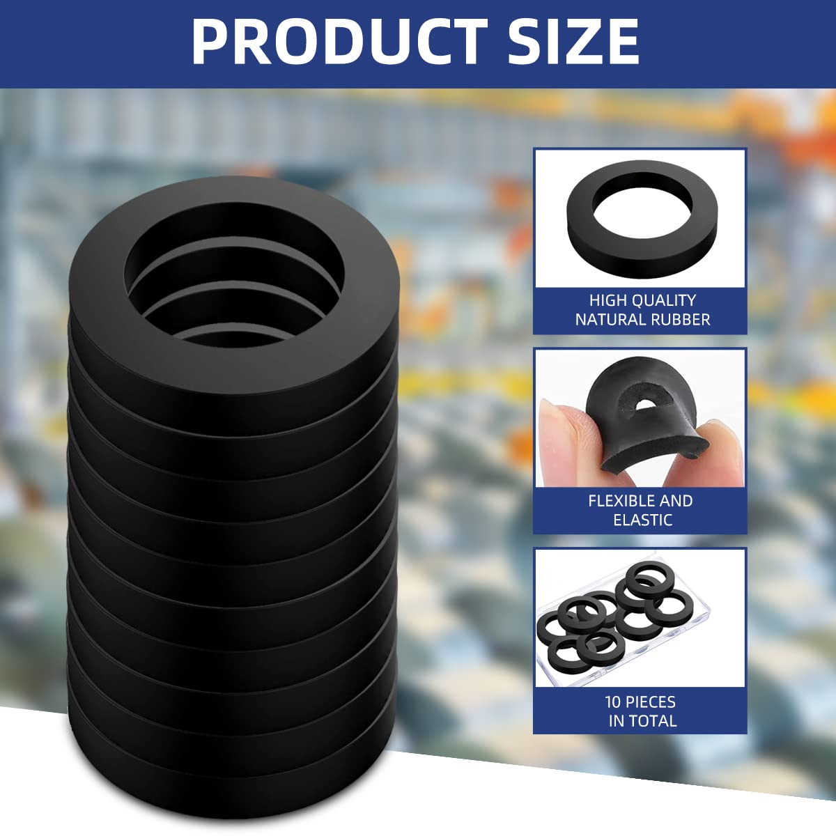 Neoprene Flat Rubber Washer Spacers Bushings - 1 Od x 3/8 Id x 1/2