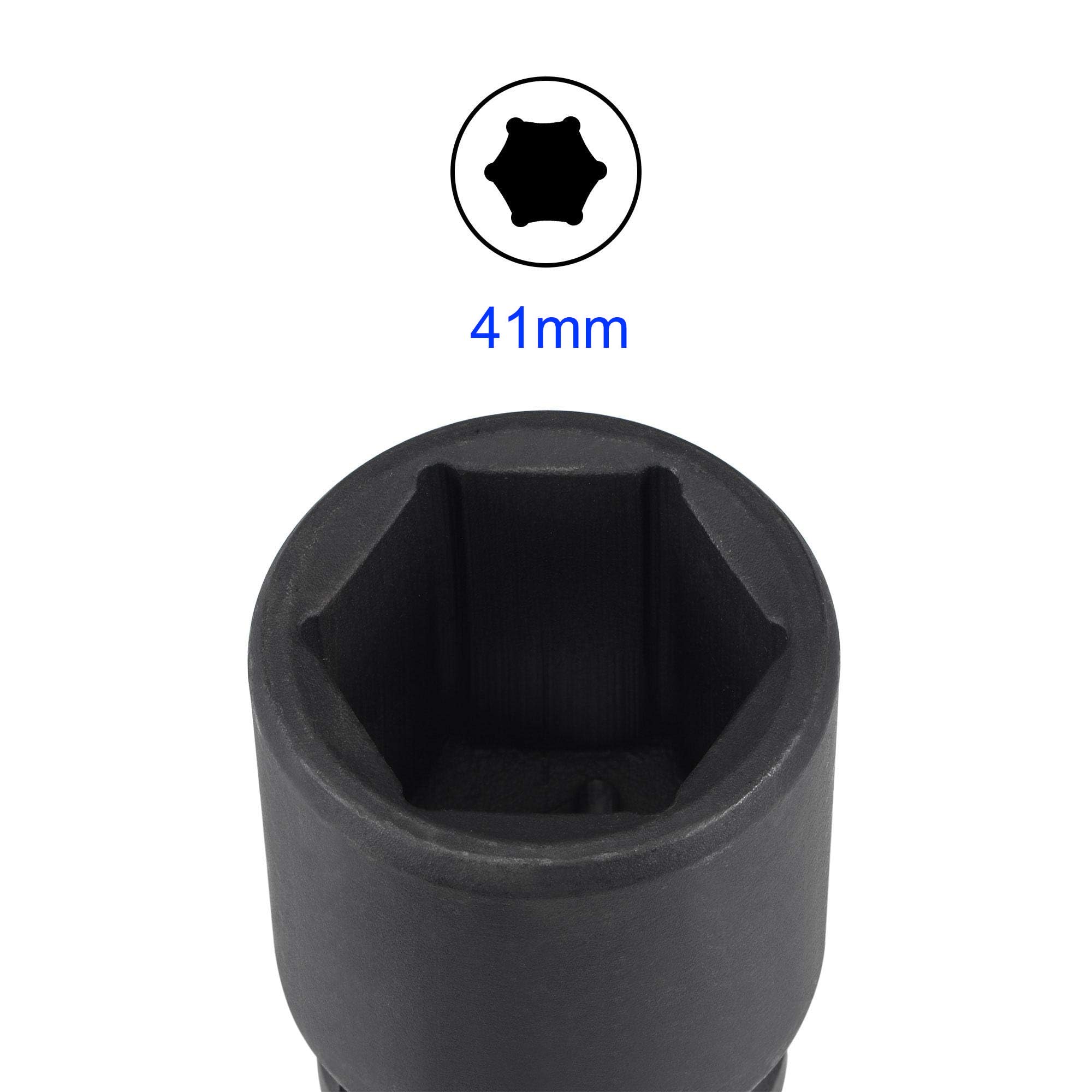 Unifizz 1 Inch Drive - 41mm Deep Impact Socket with 6 Point Design, Heat-Treated Cr-V Steel 80mm Length, Metric Sizes - Image 3