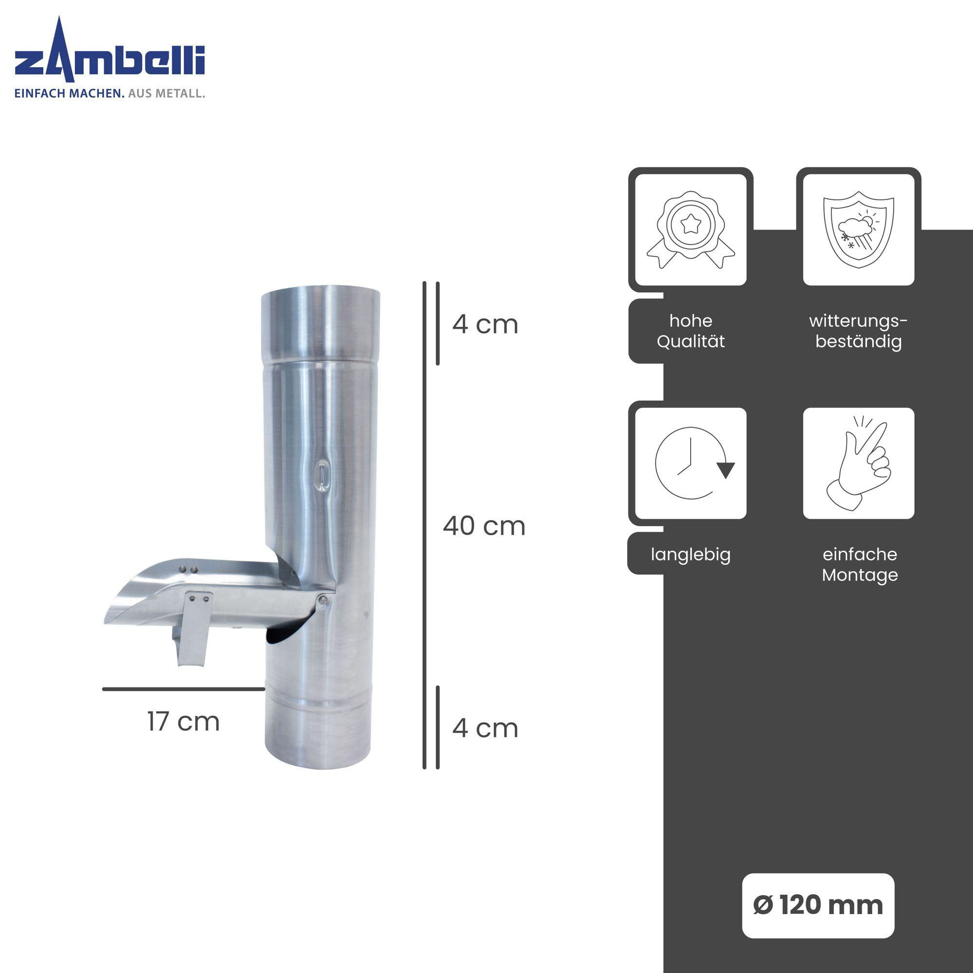 ZAMBELLI Regenrohrklappe 120mm Silber