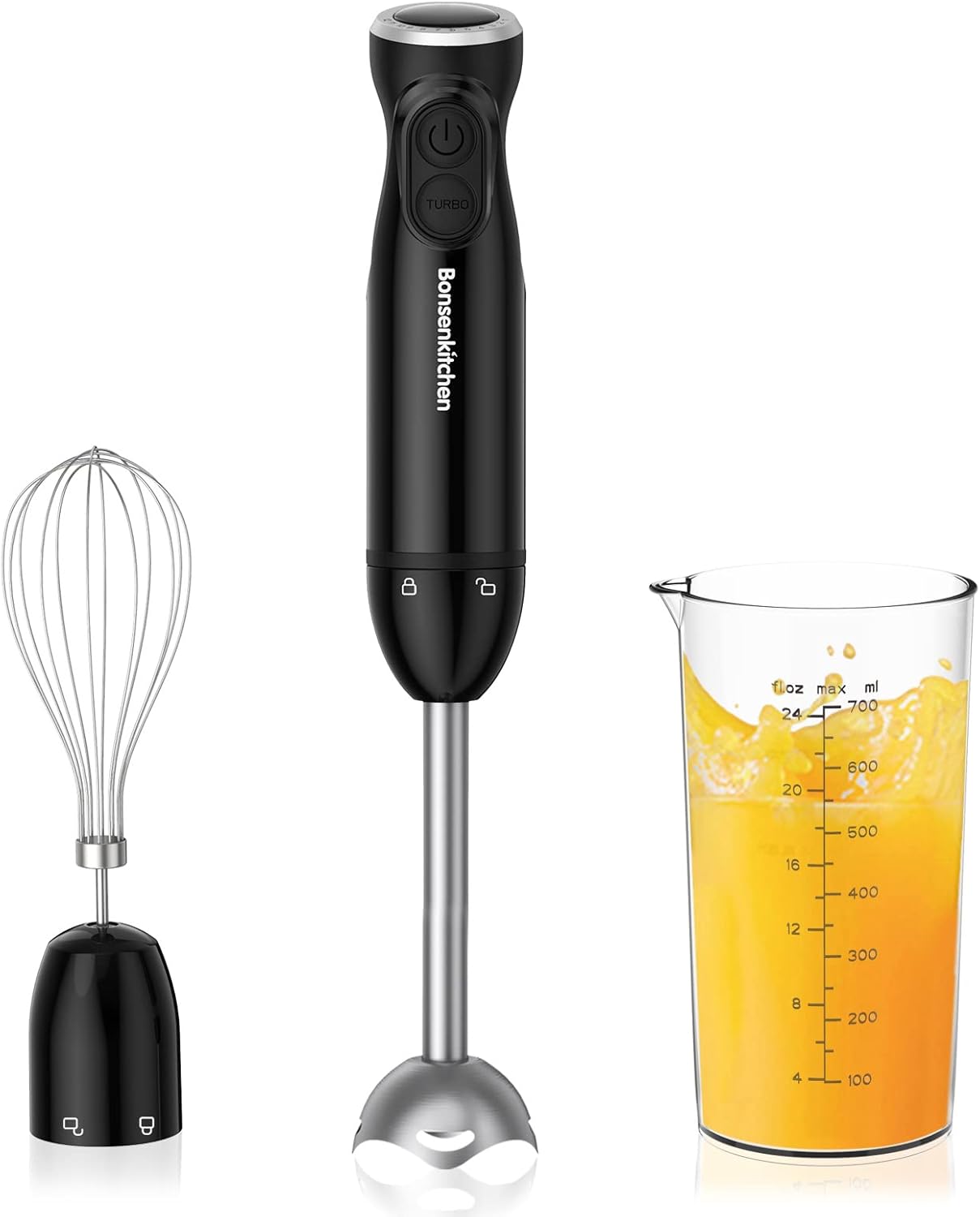 Frullatore A Immersione Wancle 600W - Minipimer Con Lame Acciaio, Modalità Turbo, Nero - Foto 2