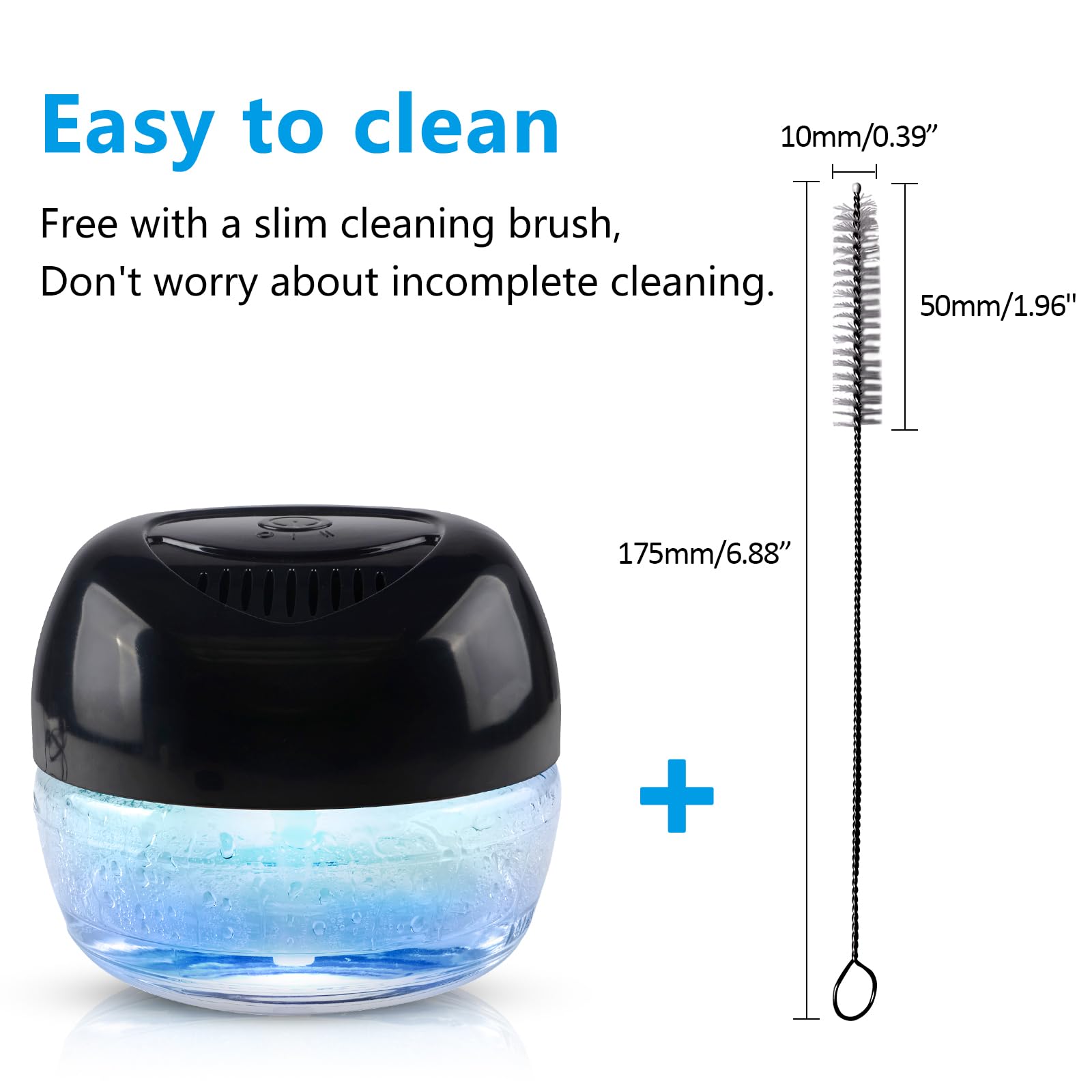 Purificador de aire para lavador, difusor de aroma más fresco para el hogar, oficina, purificador de aire con luz nocturna (negro) 9
