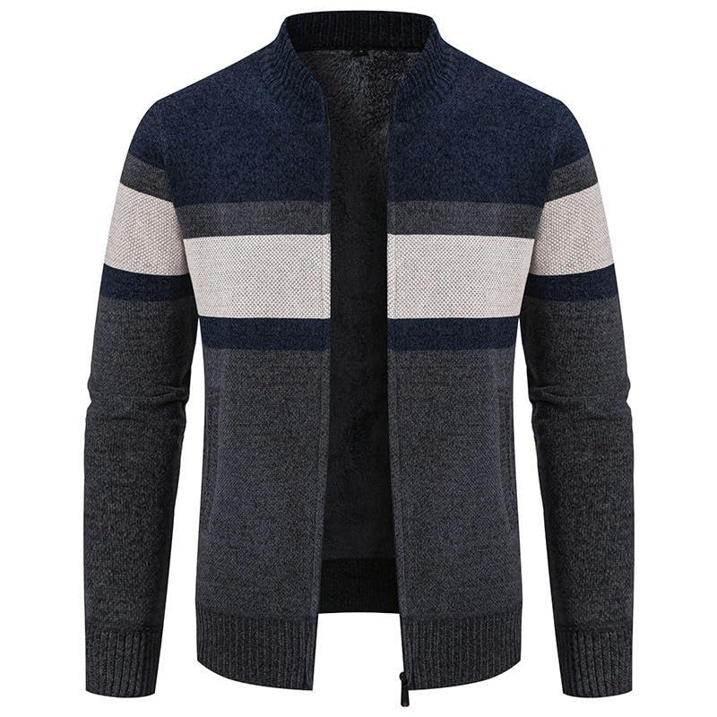 Cárdigan de punto de cuello alto abrigado con diseño colorblock 4