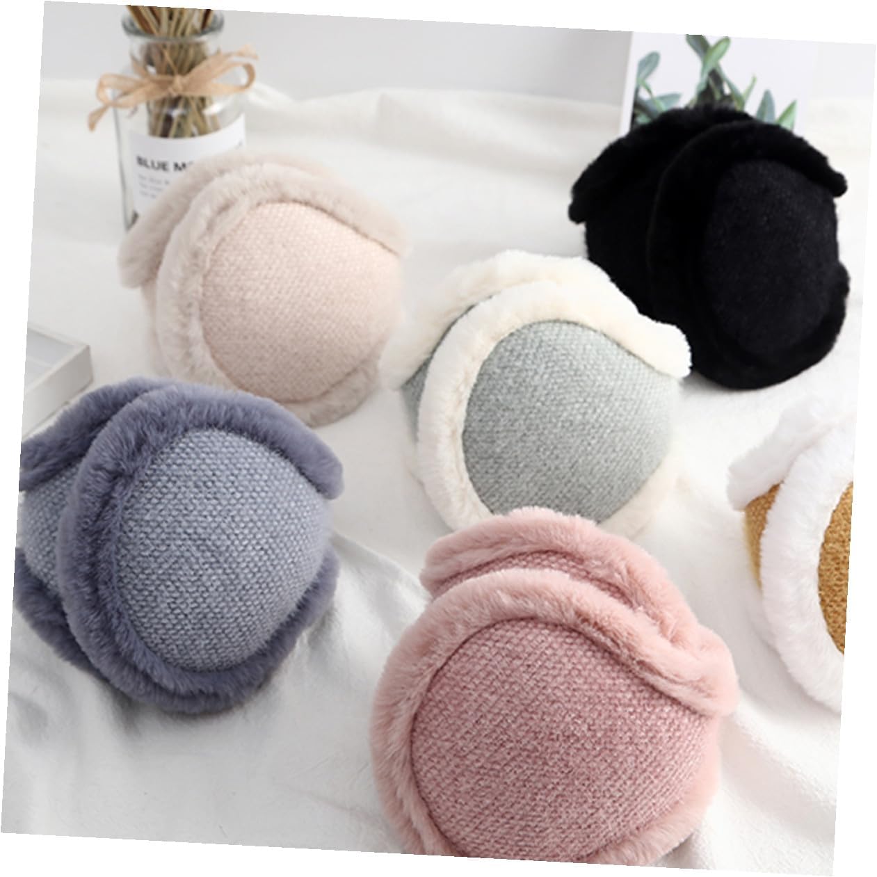 TOYANDONA Windproof Plush Ear Warmer Earmuffs for Men and Women Foldable Winter Ear Covers with Soft Chenille Material for Cold Weather Outdoor Use