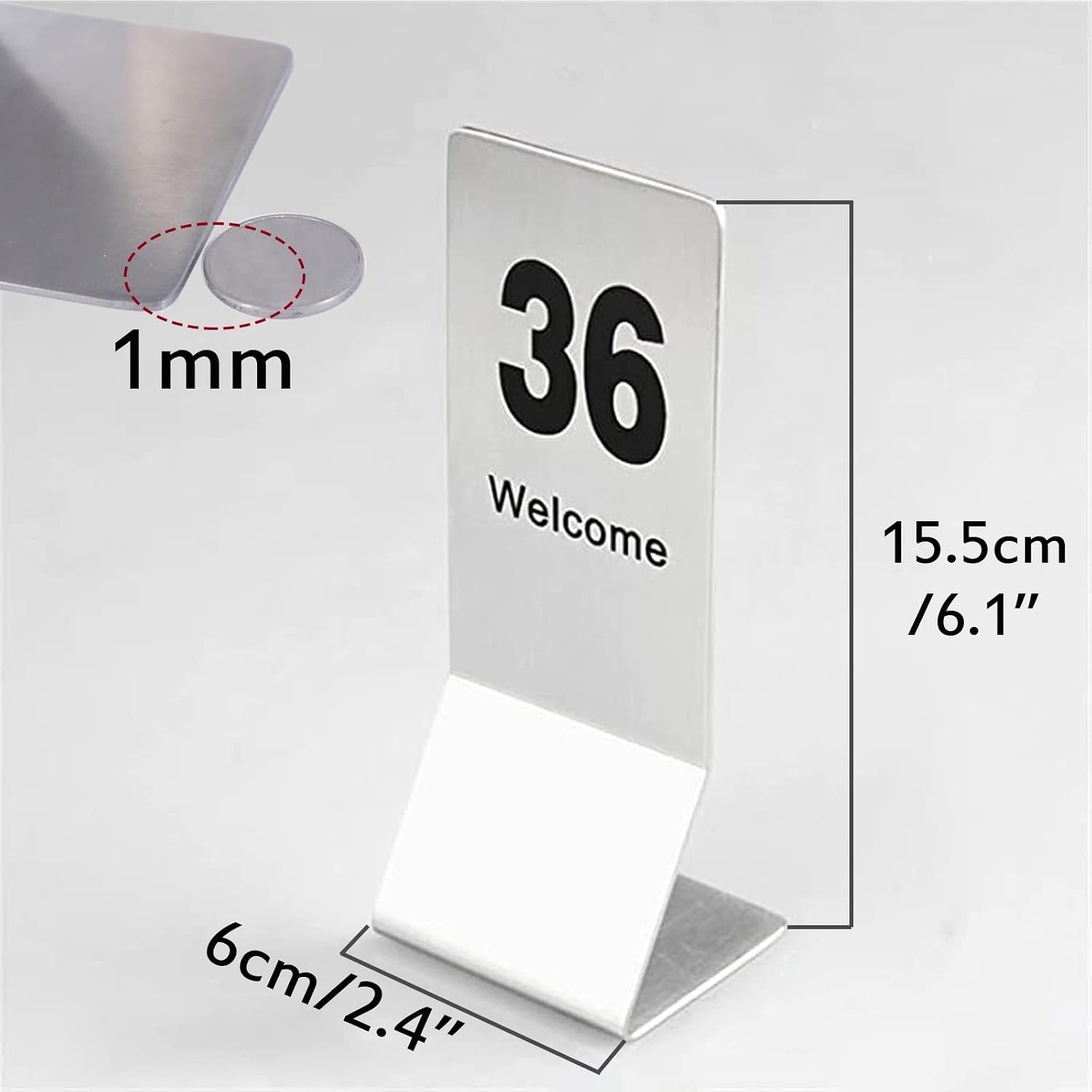 Table Card Sign, Double-Sided Numbered Tabletop Sign for Seating Guidance, Stainless Steel Table Signs for Event Decor