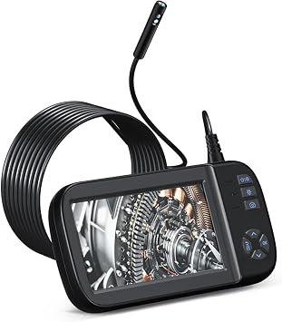 Endoscope with Screen, Snake Camera with Light Waterproof Industrial Endoscope with 4.5" IPS Screen Inspection Camera, Endoscope Camera with 6 LED Lights