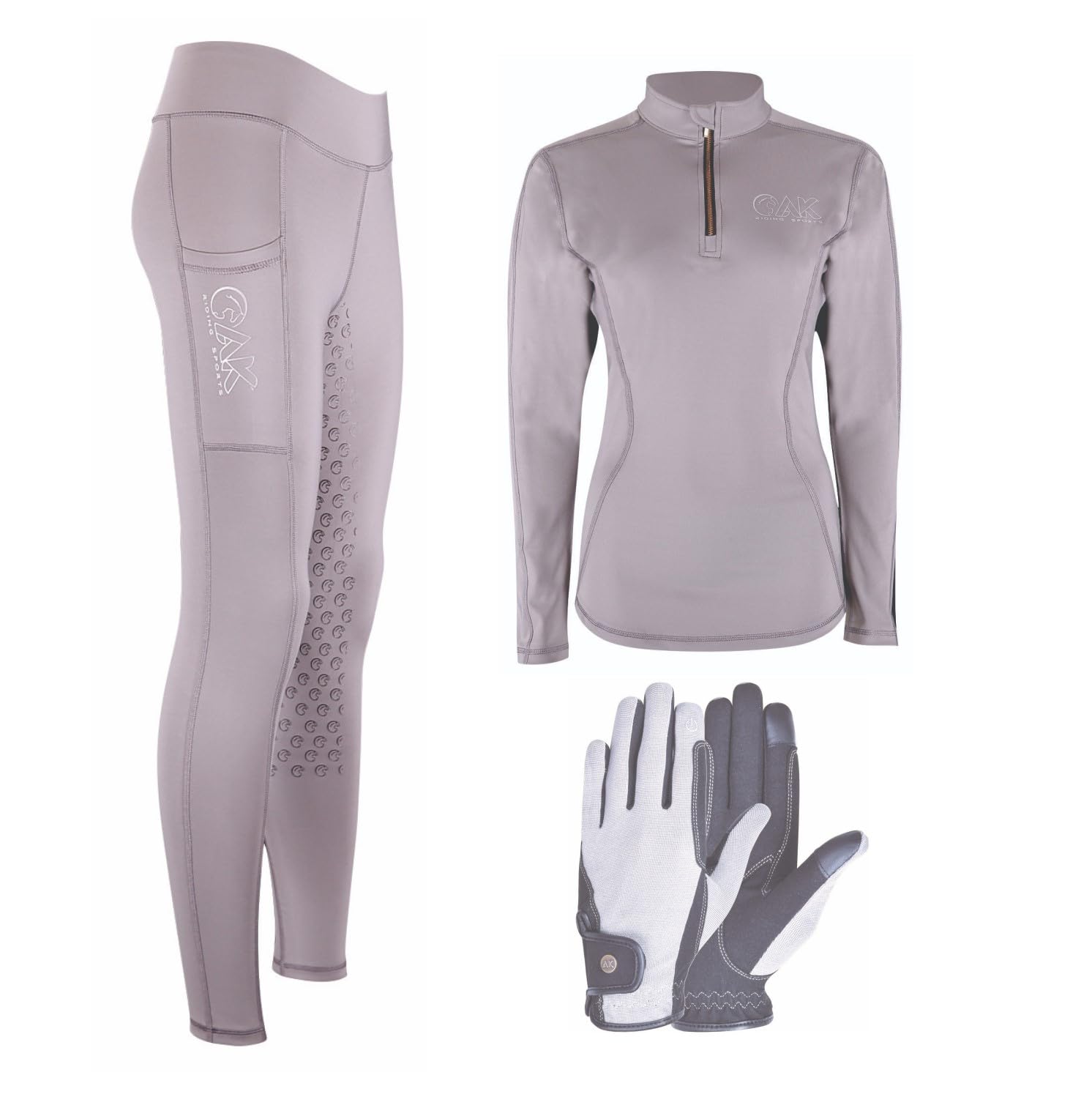 AK Horse Riding Tights for Women High Waisted Breathable Equestrian Breeches Full Seat Silicone Grip Stretch Riding Leggings (UK, Alpha, M, Regular, Regular, Bundle Offer (All in ONE) Steel Grey)