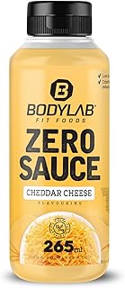 Bodylab24 Zero Sauce Cheddar Cheese 265ml, kalorienarm, nur 3-9 kcal je 15g Portion, fett- und zuckerreduziert, perfekt zum Verfeinern von Gerichten, als Sauce oder Dressing, ideal für jede Diät