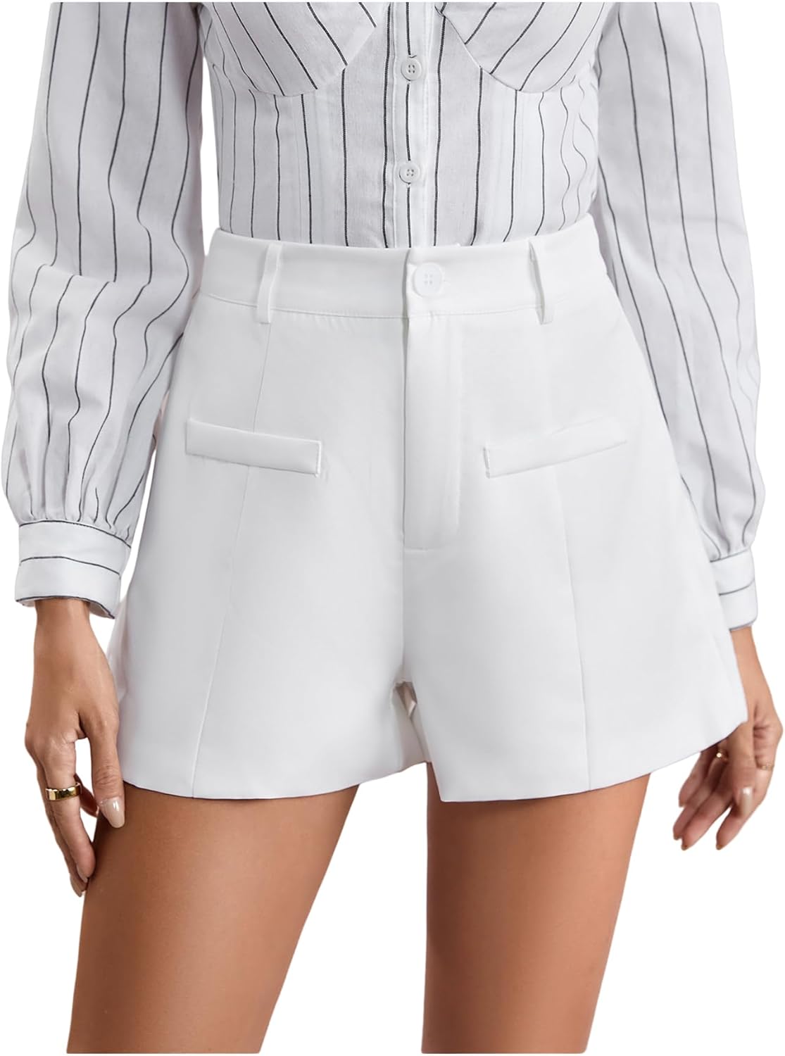 WDIRARA Women's Summer Dressy High Waisted Shorts Wide Leg Comfy Work Casual Shorts