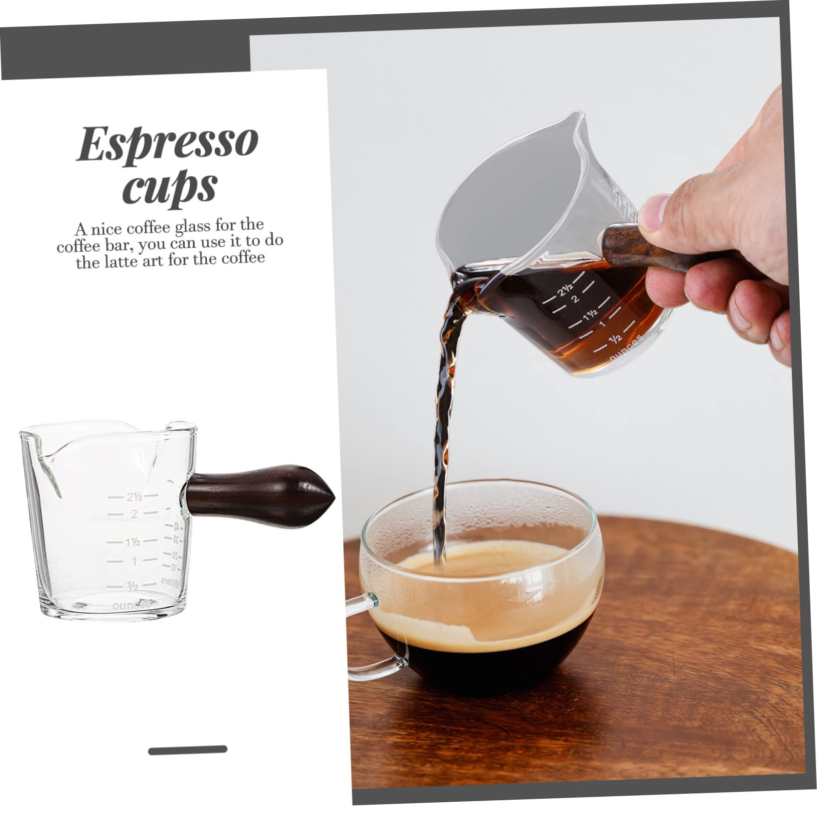 Lot De 2 Gobelets Doseurs à Expresso Avec Poignée En Bois