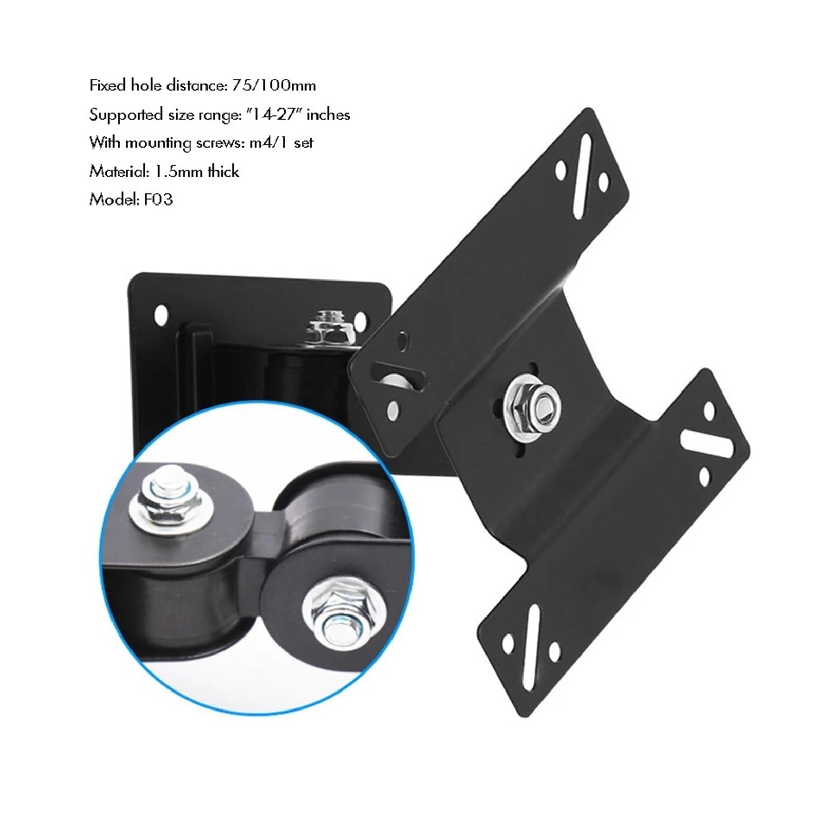 Supporto universale girevole da parete per TV, compatibile con TV LCD LED da 14 a 27 pollici (albero in plastica)