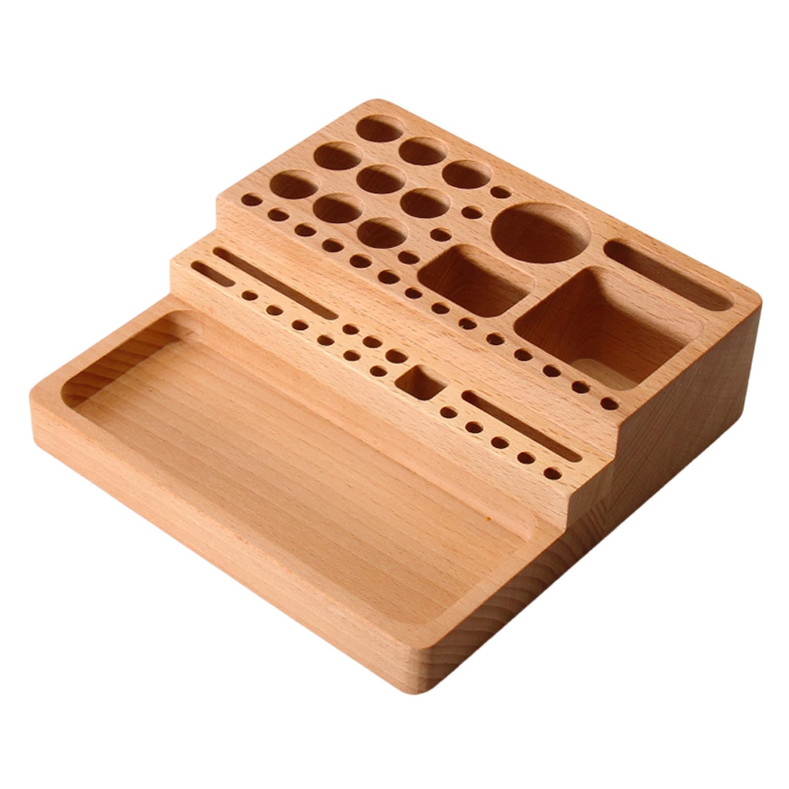 COOLHOOD Estante de herramientas de madera resistente, solución de almacenamiento portátil para herramientas de trabajo de cuero y suministros de manualidades, solución de almacenamiento de