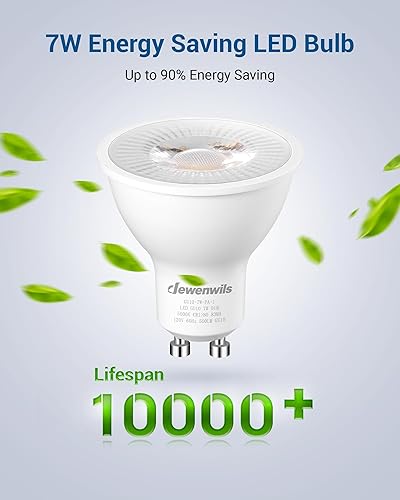 Miniatura 5 de DEWENWILS Paquete de 10 bombillas LED GU10 regulables, luz diurna de 5000 K GU10 de repuesto para iluminación de pista, 500 LM, 7 W
