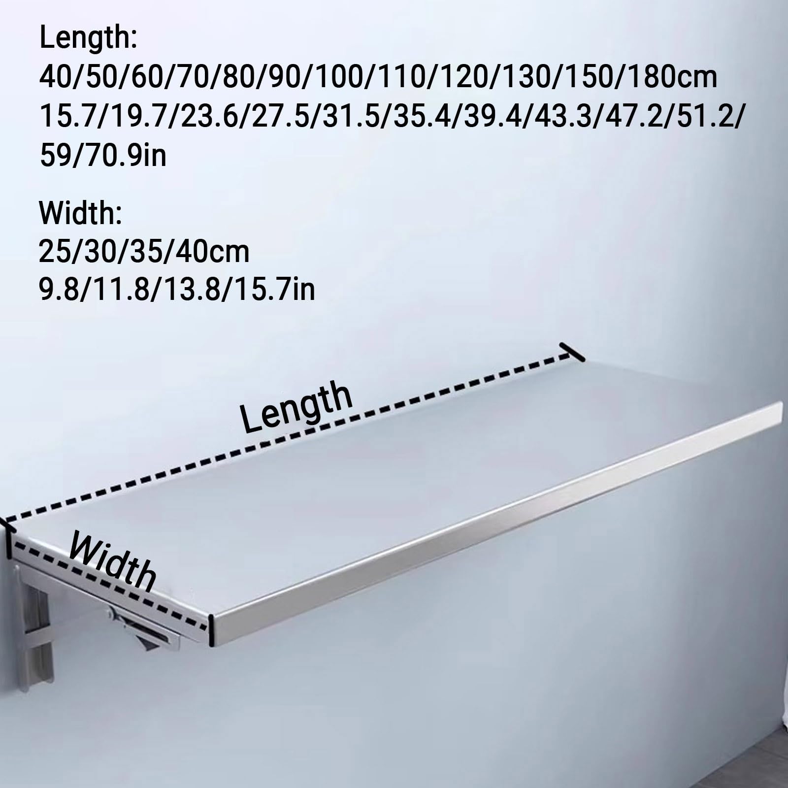 304 Edelstahl Wandklapptisch, Klappbare Wandregal-Ablage aus Edelstahl – Kompakter Organizer für Badezimmer, Küche und Schrank, Platzsparend(50x40cm/19.7x15.7in)