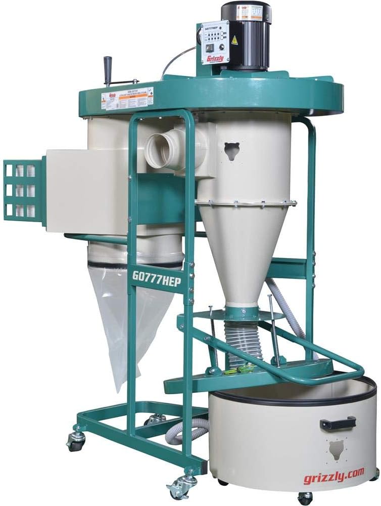 Grizzly G0777HEP - 1-1/2 HP Ultra-Quiet Dual-Filtration HEPA Cyclone Dust Collector