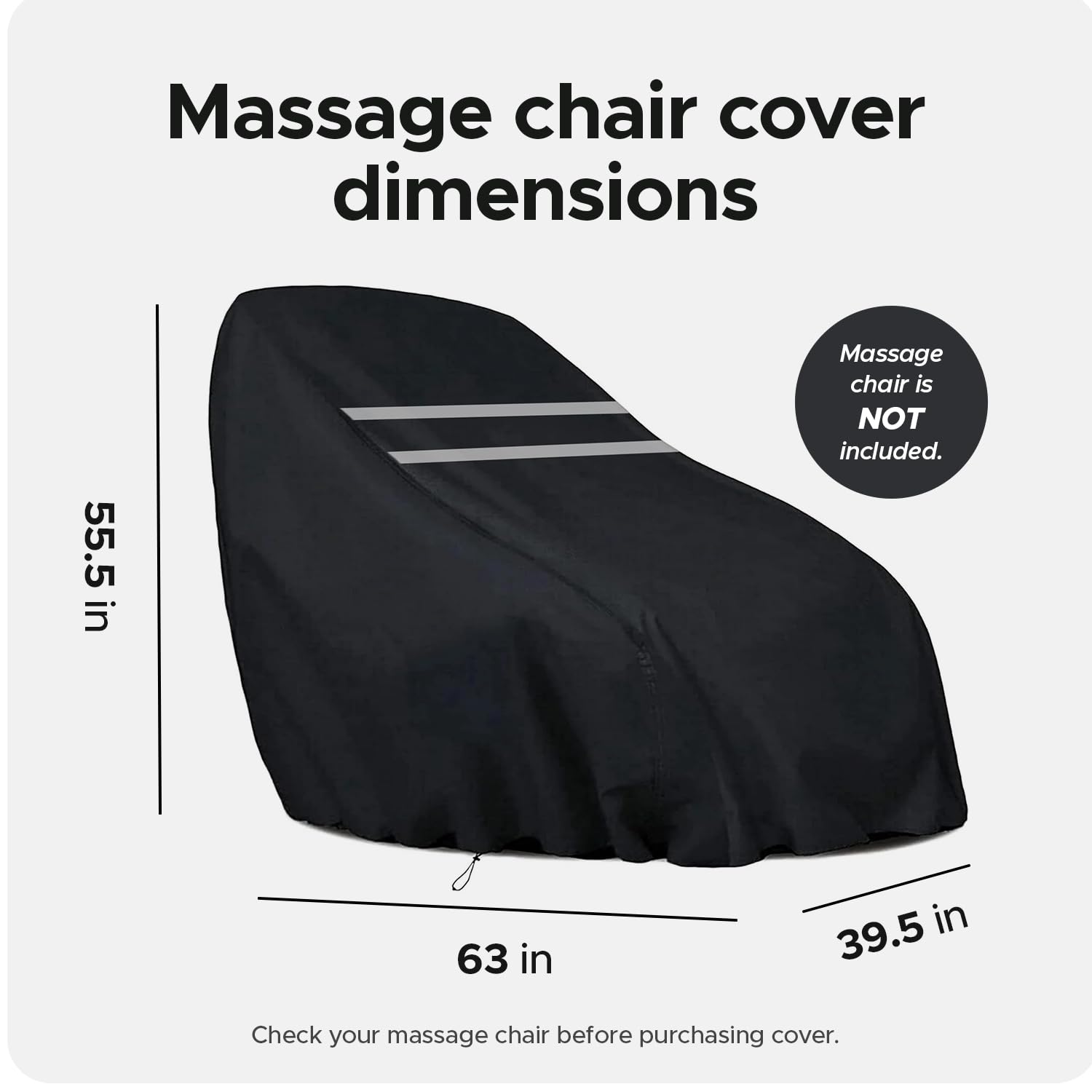 Encasify Massage Chair Cover - Full Body Protector for Zero Gravity Chair Cover, Dustproof & Scratch-Proof Cover for Pets, Cats & Dogs - Polyester Material - Black Encasify Massage Chair Cover - Full Body Protector for Zero Gravity Chair Cover, Dustproof & Scratch-Proof Cover for Pets, Cats & Dogs - Polyester Material - Black