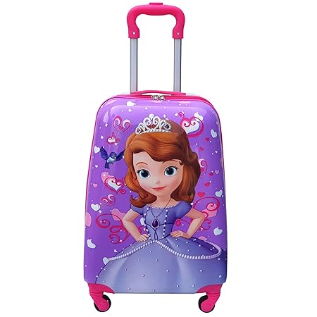 JUNIOR JOE 18 Inch Kids Suitcase with 4 Wheel Travel Trolley Bag (4 Day Trip)-Pink