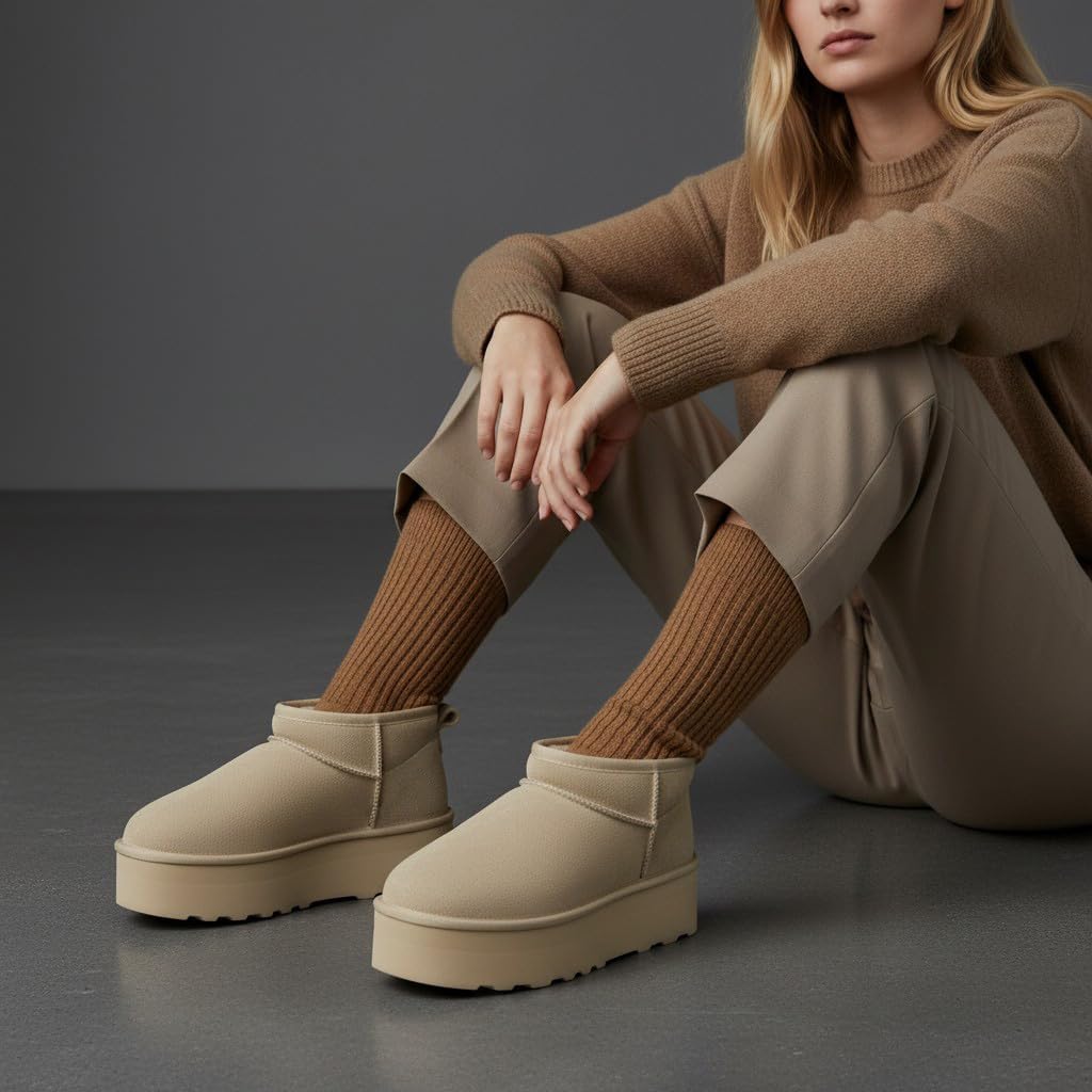 CUSHIONAIRE Hippy Women’s Platform Ankle Boots – Genuine Suede, Faux Fur Lining, Cozy Winter Slip-On Design, Comfortable Footwear with Wide Widths Available - Image 2