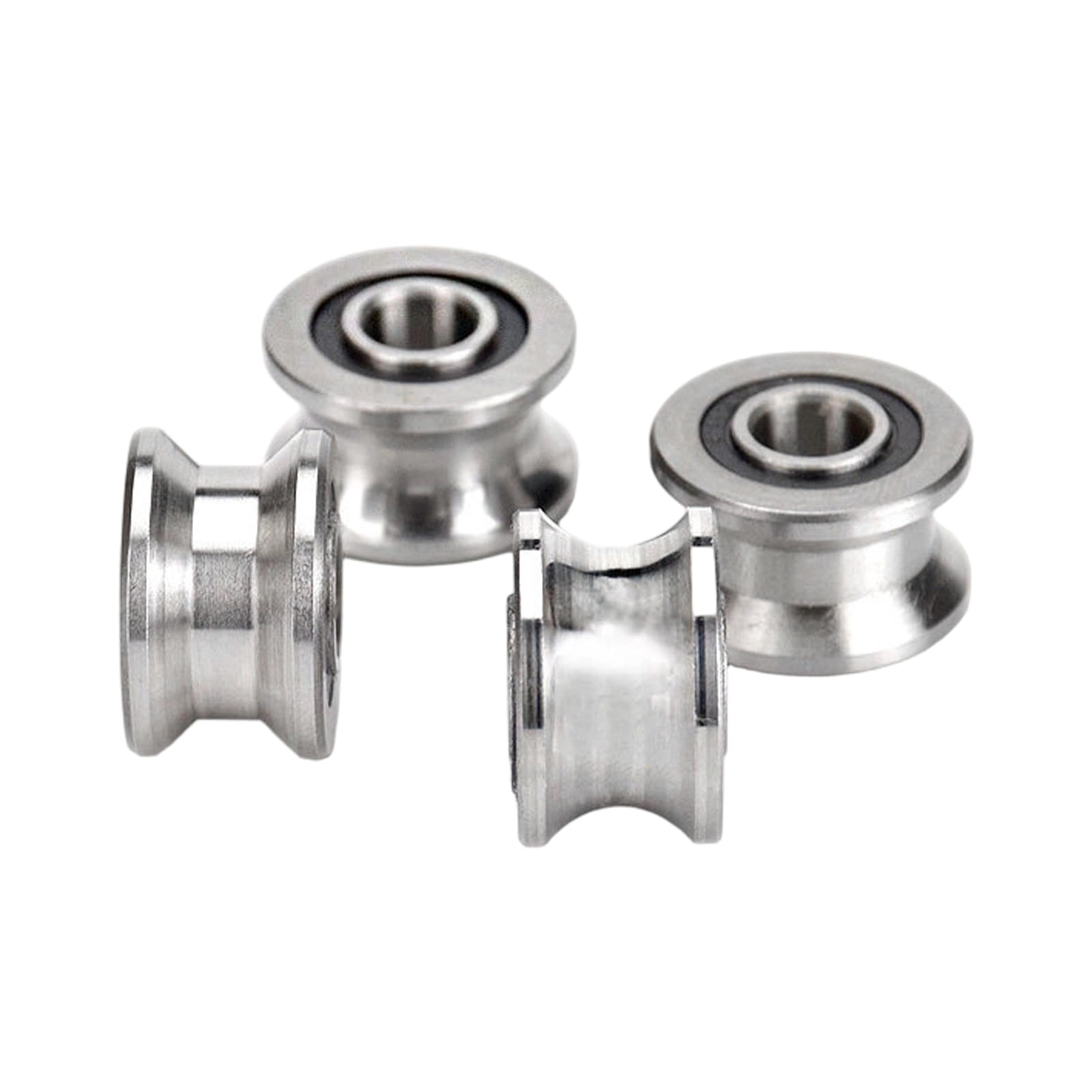 Errory Of 4 Heavy Duty Bearing Steel Pulleys With Trapezoidal Grooves For Industrial Heavy Duty Lifting Construction Use Trapezoid Rut Pulley