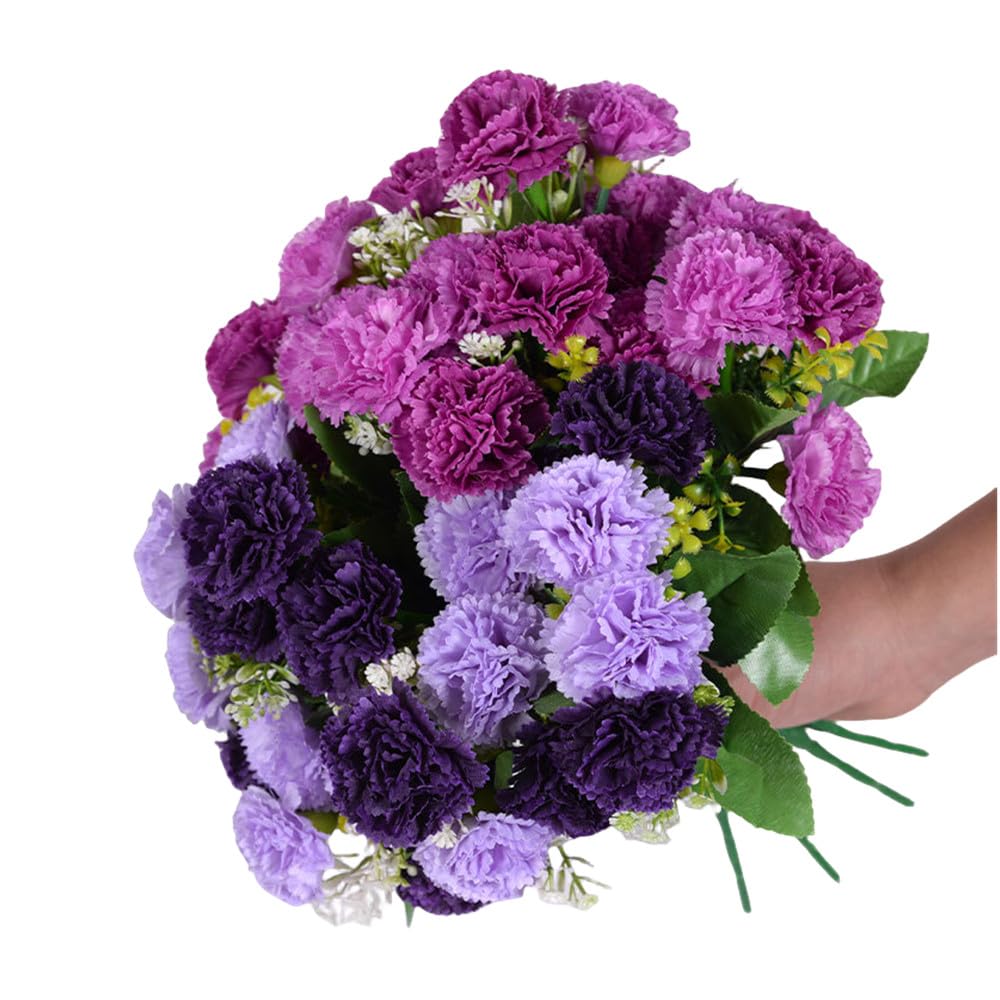 Xzjmy Multicolor 02 4Pack Artificial Carnations Flowers,48 Heads Silk Of Carnations Outdoor Uv Resistant No Fade Artificial Flower For Photo Props Home Party And Wedding Decor (Multicolor 02)