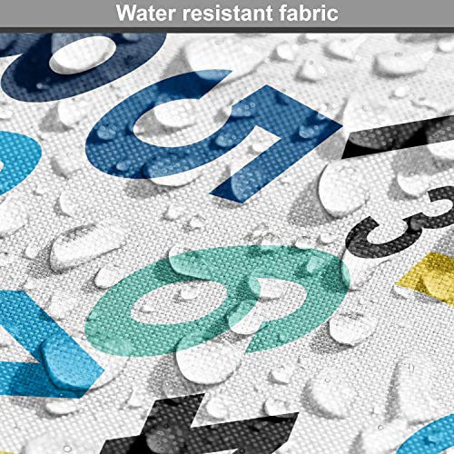 Image of Ambesonne Numbers Pattern Fabric by The Yard, Math Themed Number Print Jumble Look Ornament Colorful Image, Decorative Fabric for Upholstery and Home Accents, 1 Yard, Indigo Yellow