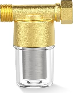 Kalkfilter Wasserhahn, Wassersystem Vorfilter, Wasserfilter Dusche mit Einem Edelstahl Filterelement, Pipeline Filter, Kalkfilter Wasserleitungsfilter für Badezimmer Warmwasserbereiter Küchen