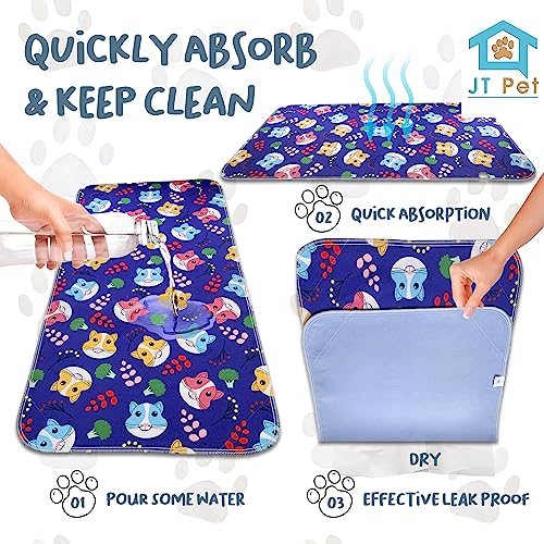 Image of Guinea Pig Cage Liner - Pack of 4 Washable Pee Pads for Dogs, Smooth Fleece Guinea Pig Bedding for Cage & Crates, Reusable & Waterproof Puppy Pee Pads - 47x24 Inches, Green Purple Piggies