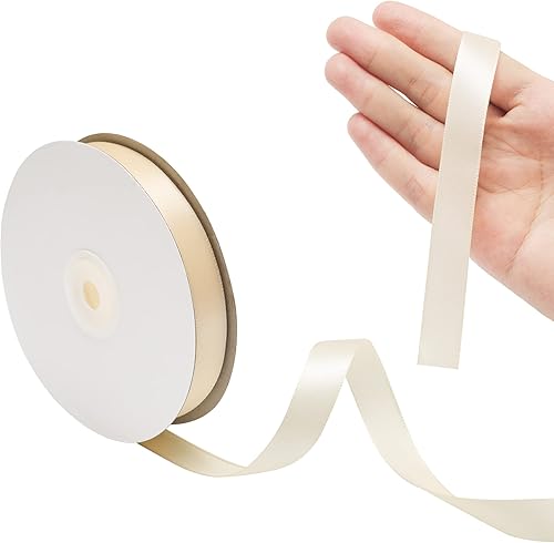 Miniatura 2 de Cinta de poliéster marfil de 58 pulgadas, 50 yardas, brillante de una cara, perfecta para manualidades, decoración de bodas, envoltura de regalos y