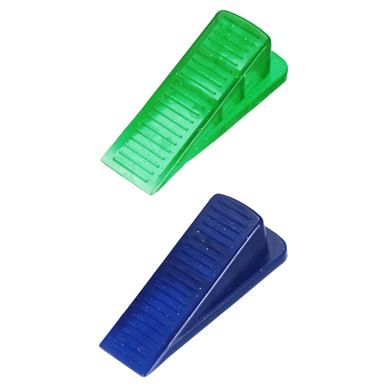 PATIKIL 2 Pcs Rubber Door Stop, Door Stoppers Wedge Anti-Slip Doorstop for Bottom on Floor Non-Marking Floor Protectors for Carpet Tile Concrete Wooden Floor Home Office, Green/Blue