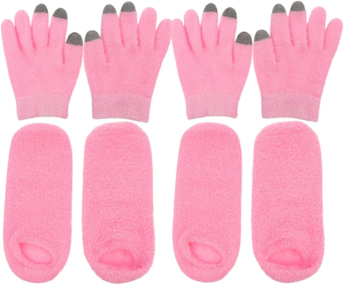 Homoyoyo Moisturizing Gloves with Touch Screen Compatibility Spandex 2 Pairs Pink and Anti Slip Feature, Comfortable Care for Dry Hands, for Sports and Office Work
