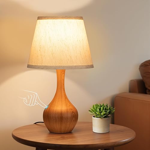 Seealle Touch Table Lamp for Bedroom, 3-Way Dimmable Small Bedside