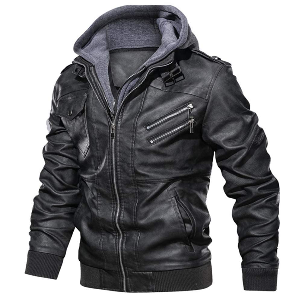 leather blazer and hoodie