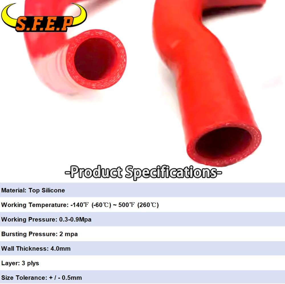 Motorcycle Silicone Radiator Heater Coolant Tube Pipe Hose Kit Compatible with Kawasaki ZX6R/ZX636 2009-2024 3ply 4mm (Red)
