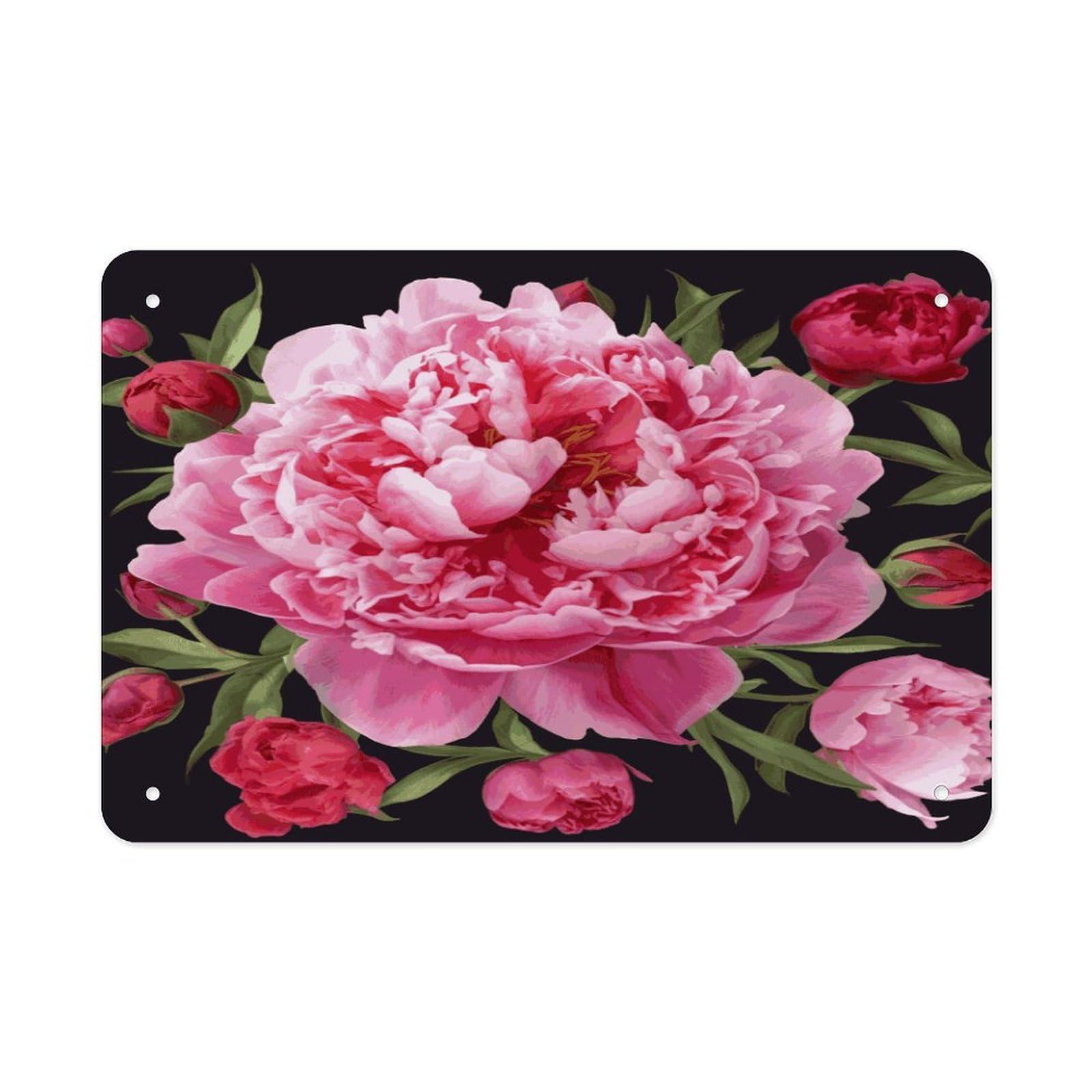 Garden Peony Metal Signs Wall Art Tin Sign